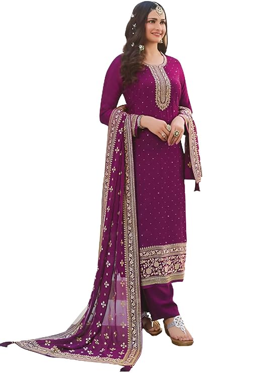 ASISA Womens Dola Silk Embroidery Salwar Suit SemiStitched with Swarovski Work Includes Dupatta Santoon Bottom Perfect for Party Wedding