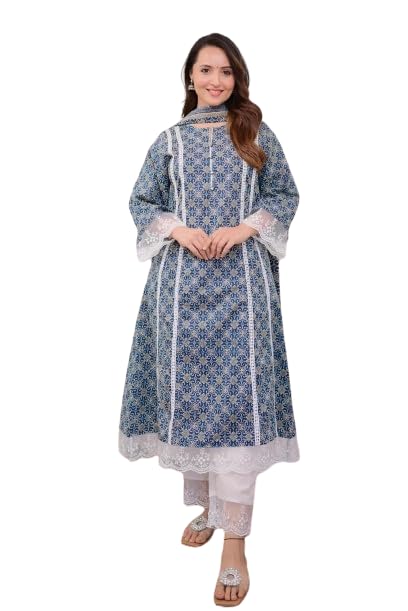 Women's Traditional Indian Salwar Suit, Blue Salwar Kameez