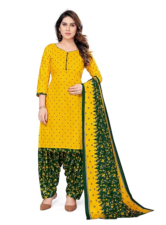 Tanesh Women's Cotton Printed Stitched Patiyala Salwar Suit Set for Women with Dupatta